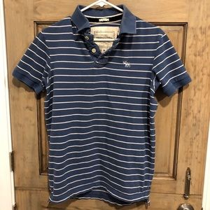 Medium Abercrombie & Fitch Muscle Polo Blue/White